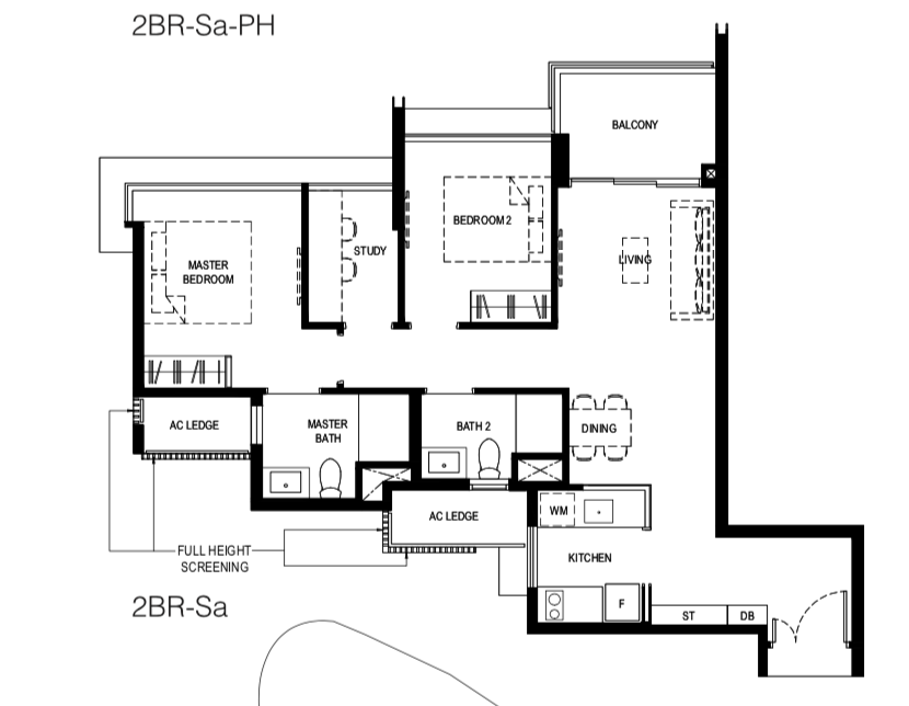 Normanton Park Floor Plan 2 Bedroom + Study