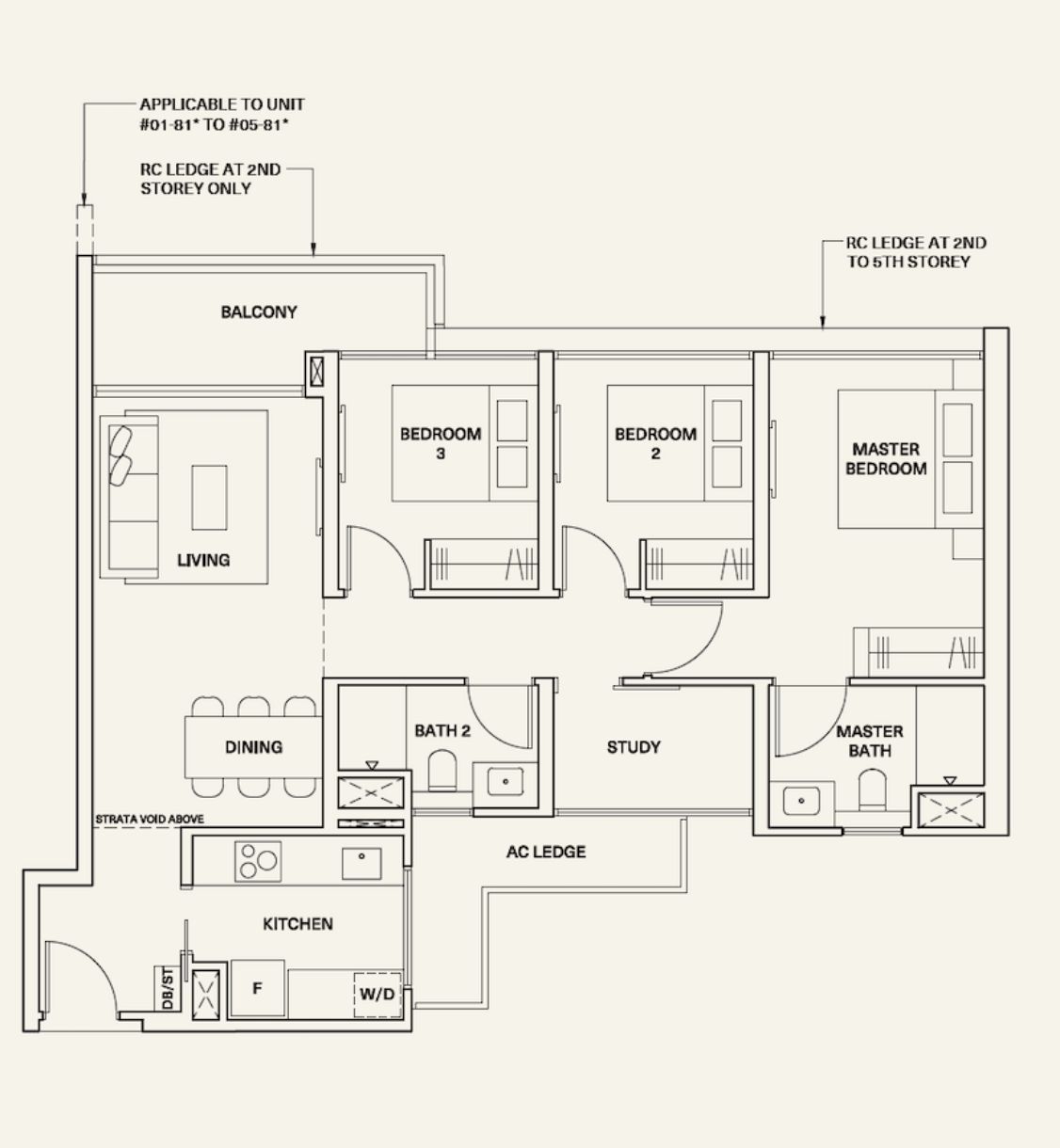 The Watergardens Canberra Floor Plan 3 Bedroom Study