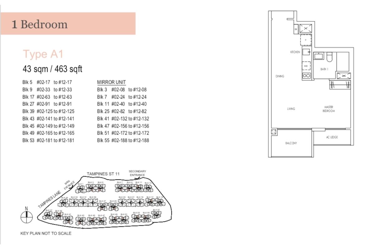 Treasure at Tampines Floor Plan 1 Bedroom