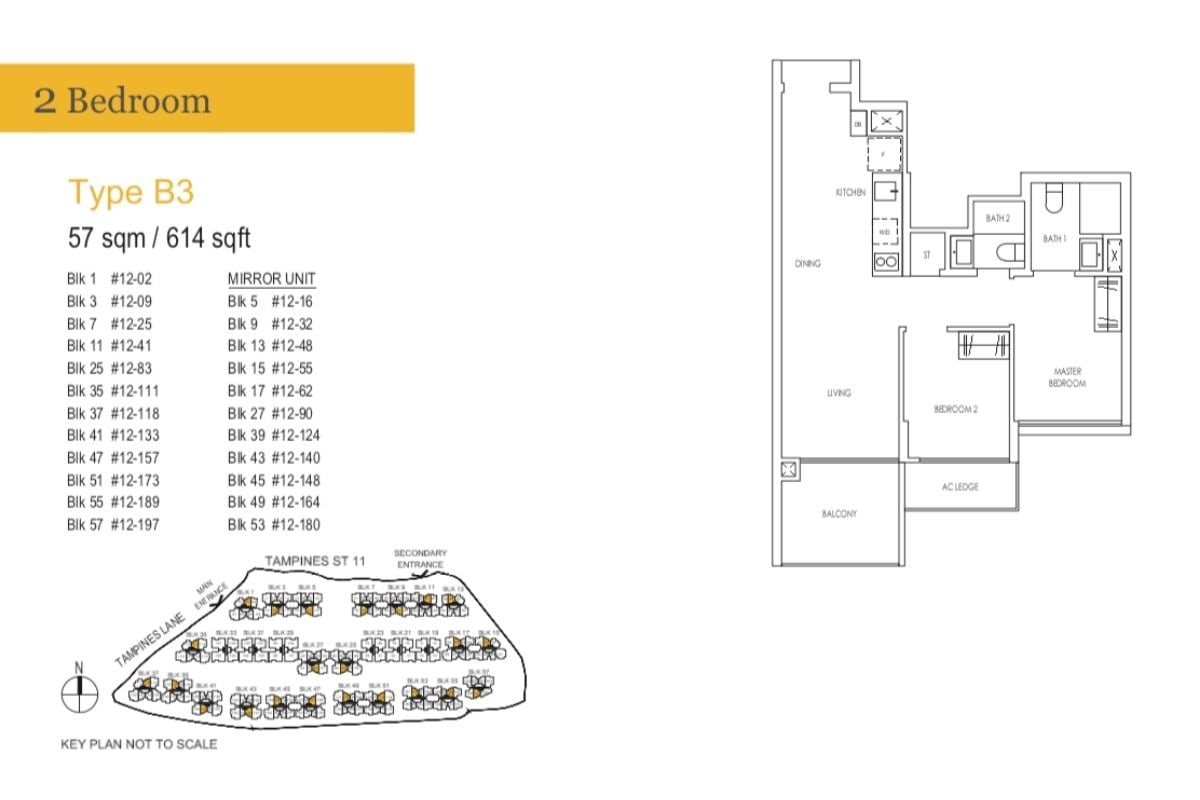 Treasure at Tampines Floor Plan 2 Bedroom