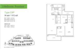 Treasure at Tampines Floor Plan 3 Bedroom Premium