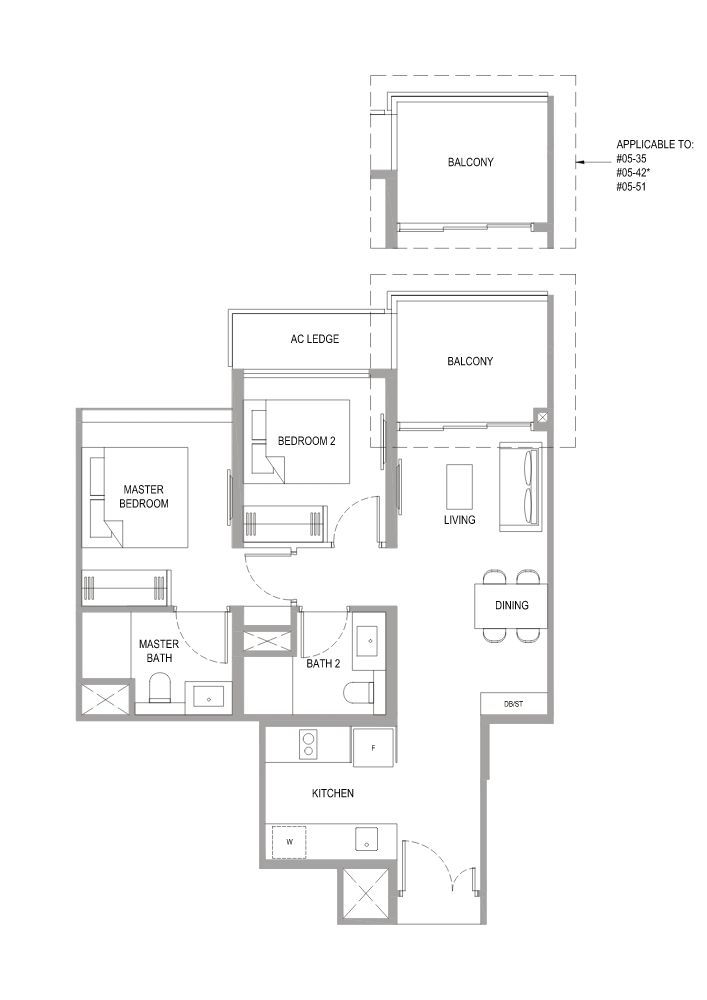 Verdale 2 Bedroom Deluxe Type B6 Floor Plan