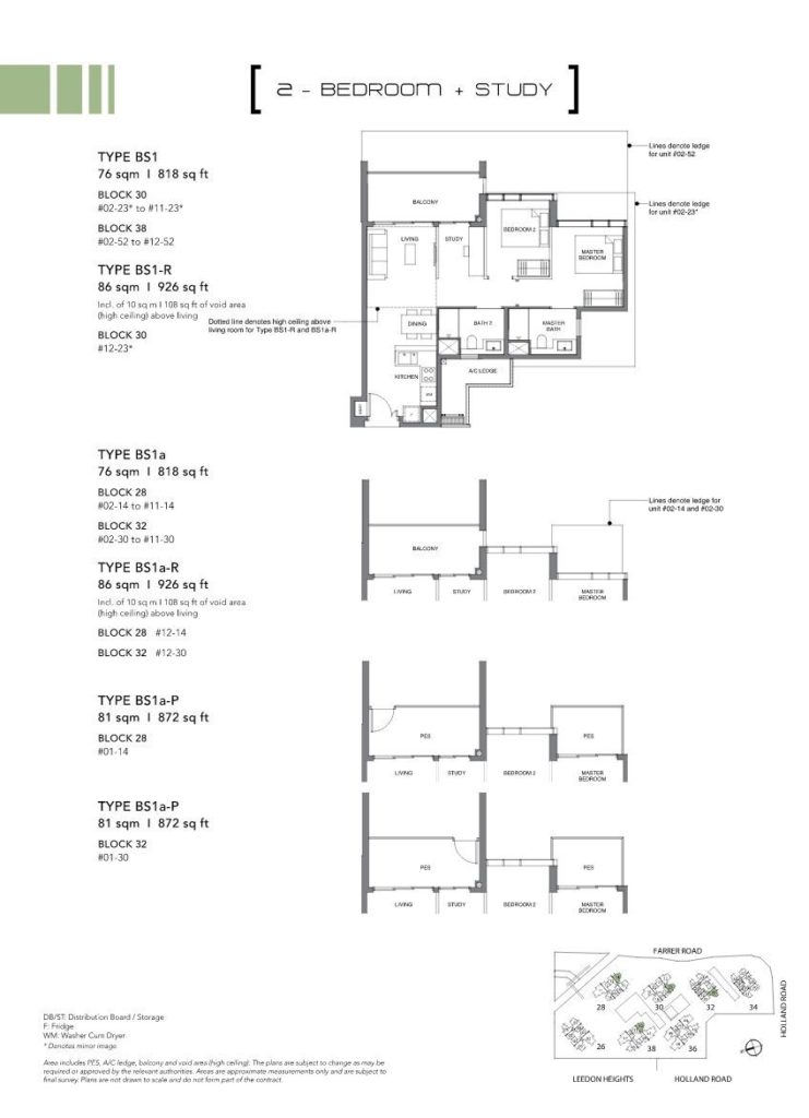 Leedon Green Floor Plan 2 Bedroom Study