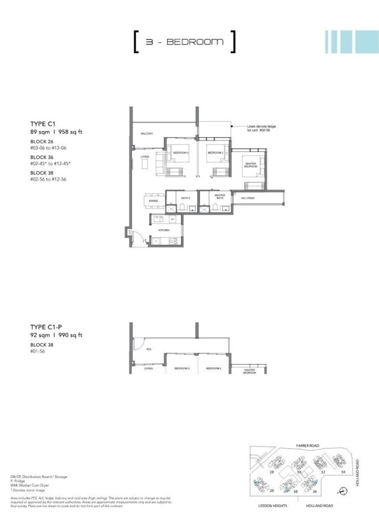 Leedon Green Floor Plan 3 Bedroom