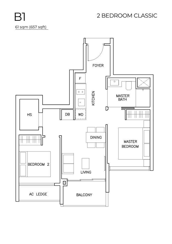 The Arden Floor Plan 2 Bedroom Classic
